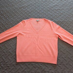 J Crew Cashmere V Neck Long Sleeved Sweater. Size L. Salmon/Pink.